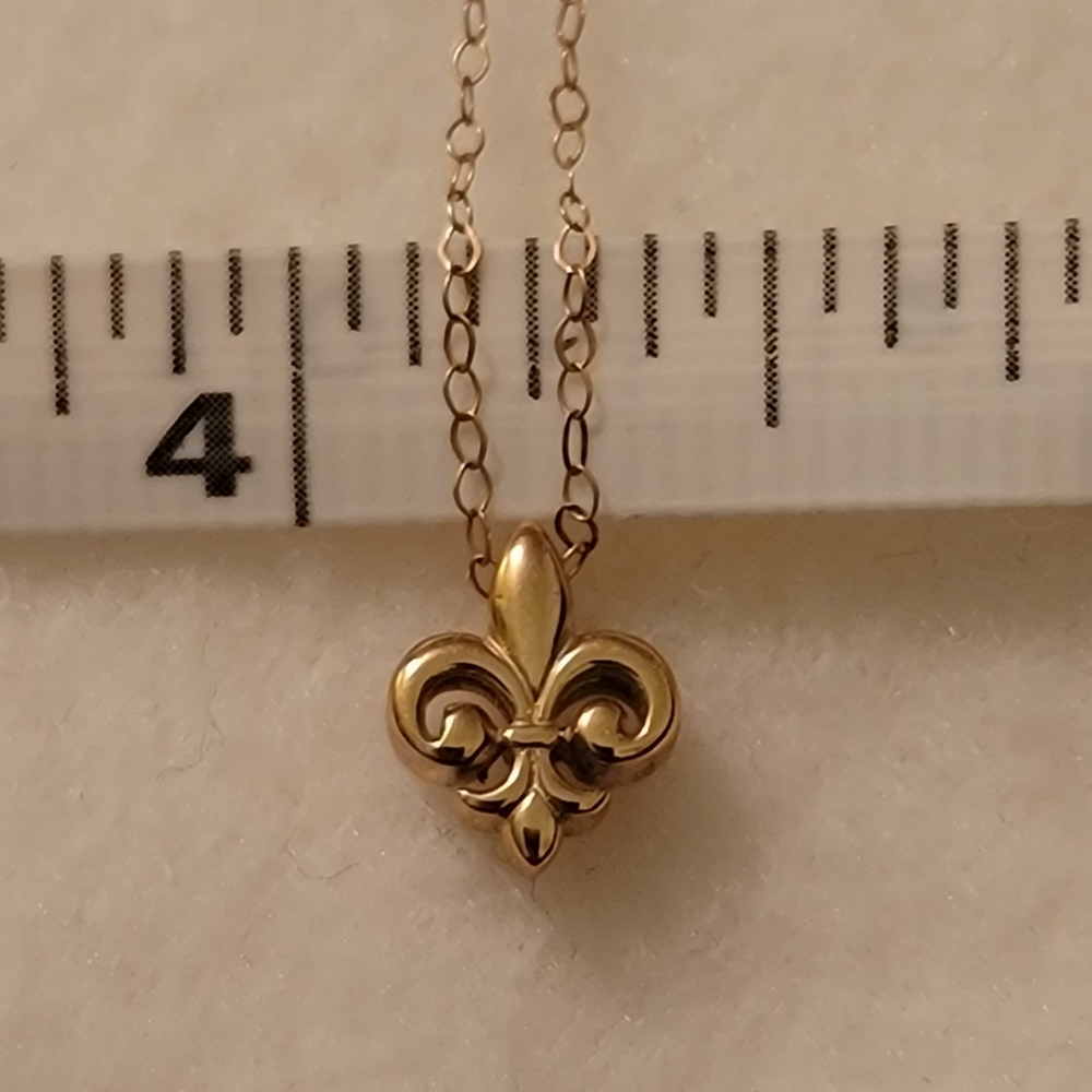Tiny Gold Fleur De Lis Pendant Necklace